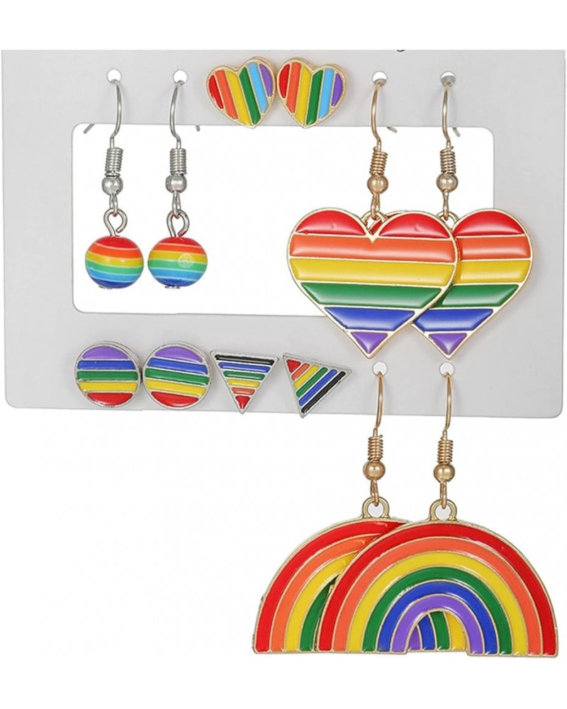 Rainbow Earrings Pride Earrings LGBT Lesbian Gay Rainbow Flag Heart Love Charm Gold Dangle Pansexual Hoop Pride Jewelry for M...