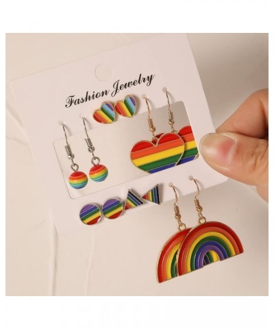 Rainbow Earrings Pride Earrings LGBT Lesbian Gay Rainbow Flag Heart Love Charm Gold Dangle Pansexual Hoop Pride Jewelry for M...