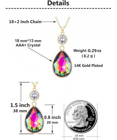 18 * 13MM Big Teardrop Crystal Pendant Dangle Necklaces and Earrings Jewelry Sets for Women Glod Plated May-Emerald-14K Gold ...