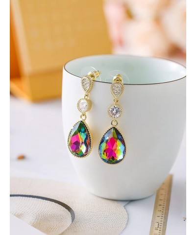 18 * 13MM Big Teardrop Crystal Pendant Dangle Necklaces and Earrings Jewelry Sets for Women Glod Plated May-Emerald-14K Gold ...