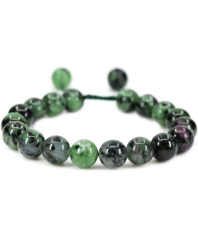 Handmade Gemstone 10mm Round Beads Adjustable Braided Macrame Tassels Chakra Reiki Bracelets 7-9 inch Unisex Ruby in Zoisite ...