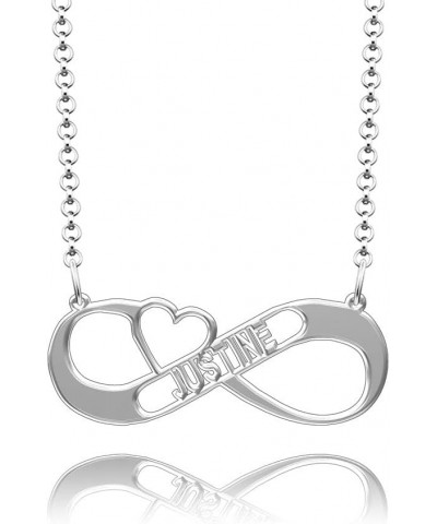 Forever Infinity necklace with names Silver Custom Necklace for Women Men Girls Boys JUSTINE $11.75 Necklaces