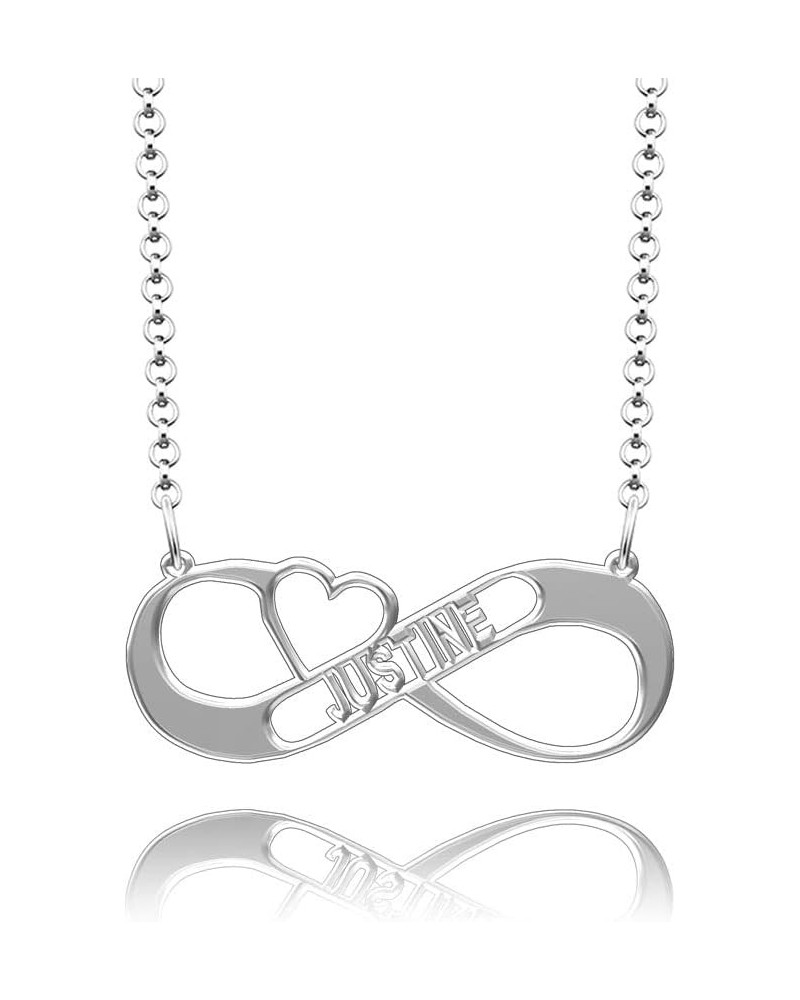 Forever Infinity necklace with names Silver Custom Necklace for Women Men Girls Boys JUSTINE $11.75 Necklaces