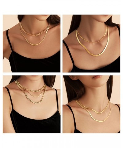 Gold Herringbone Necklace for Women 18K Real Gold Plated Snake Chain Necklace Thick Chunky Flat Gold Choker Necklace Jewelry ...