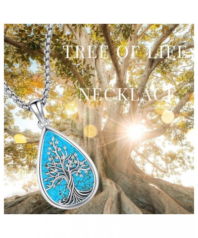 Jewelry Gifts - Tree of Life Necklace Sterling Silver Abalone Shell/Opal/Moonstone/Black Onyx/Turquoise/Malachite/Crystal Fam...