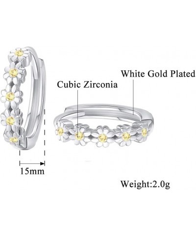 Small Hoop Earrings for Women Girls Flower Cubic Zirconia Huggie Earrings Hypoallergenic 14K Yellow Gold Plated Cartilage Ear...