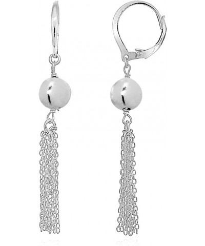 925 Sterling Silver Dangling Bead Tassel 57mm Long Drop Leverback Earrings for Women Teen Girls $13.95 Earrings