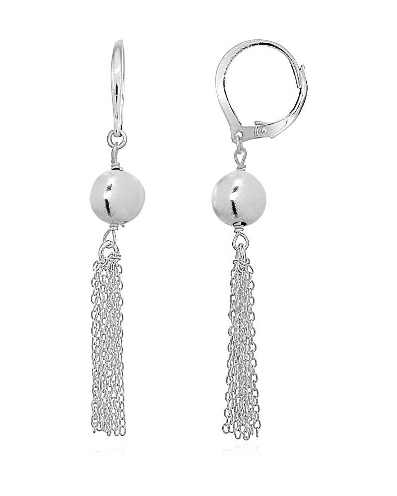 925 Sterling Silver Dangling Bead Tassel 57mm Long Drop Leverback Earrings for Women Teen Girls $13.95 Earrings