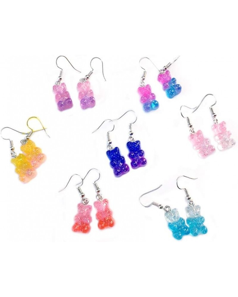 Resin Bear Drop Earring Set Gummy Candy Bear Earrings Funny Colorful Transparent Cartoon Bear Dangle Earring Handmade Cute An...