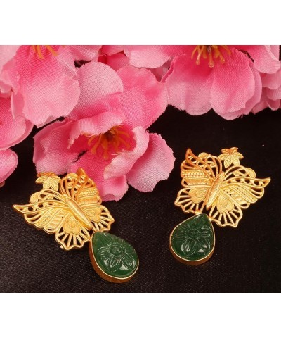 Indian Bollywood Artistic large stud designer Earrings jewelry in Gold or Silver Tone For Women. DK29 Green $11.59 Earrings