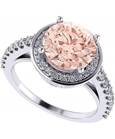 2.00ct Simulated Morganite Round Halo Engagement Ring w/Pure Brilliance Zirconia in Sterling Silver Round $19.73 Rings