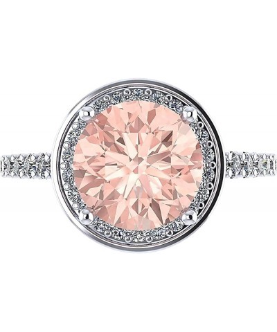 2.00ct Simulated Morganite Round Halo Engagement Ring w/Pure Brilliance Zirconia in Sterling Silver Round $19.73 Rings