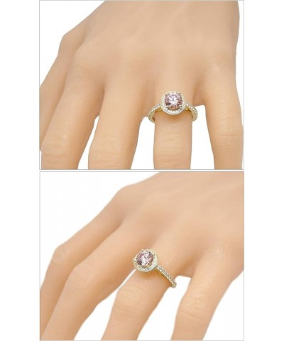 2.00ct Simulated Morganite Round Halo Engagement Ring w/Pure Brilliance Zirconia in Sterling Silver Round $19.73 Rings