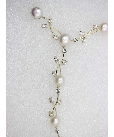 Gorgeous CZ Crystal Genuine Freshwater pearls Floral Necklace Earrings Set Clear/Gold-plated $18.58 Jewelry Sets