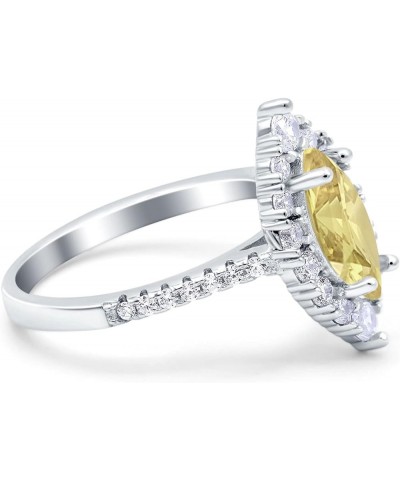 Halo Marquise Art Deco Engagement Wedding Bridal Ring Round Simulated Cubic Zirconia 925 Sterling Silver Simulated Yellow CZ ...