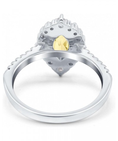 Halo Marquise Art Deco Engagement Wedding Bridal Ring Round Simulated Cubic Zirconia 925 Sterling Silver Simulated Yellow CZ ...