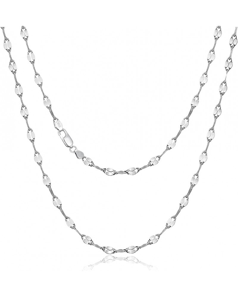 925 Sterling Silver 2mm Chain Necklace for Women Thin Mirror Chain Gift Dainty Cute Choker Necklaces for Women 16 18 20 Inch ...