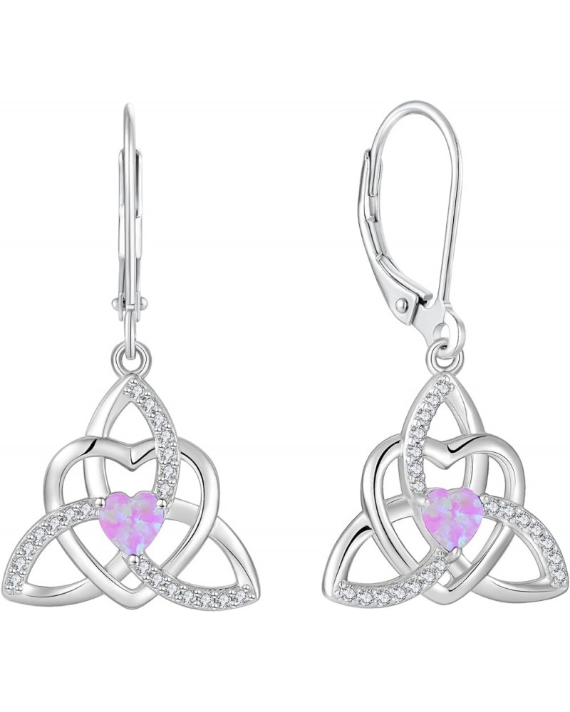 Celtic knot Earrings Trinity Knot Leverback 925 Sterling Silver Dangle Drop Earring for Women Heart Birthstones Jewelry Gifts...