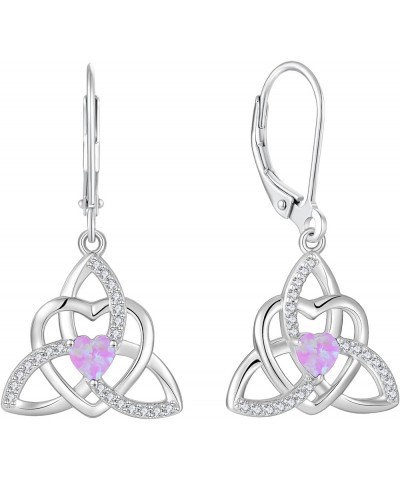 Celtic knot Earrings Trinity Knot Leverback 925 Sterling Silver Dangle Drop Earring for Women Heart Birthstones Jewelry Gifts...