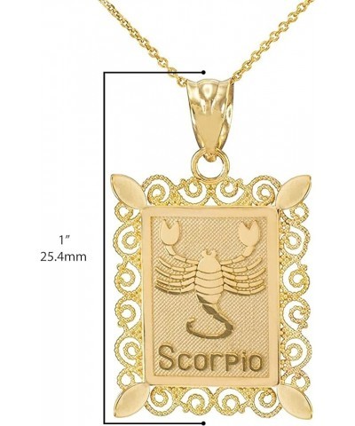 10K Yellow Gold Filigree-Style Rectangular Frame Zodiac Sign Pendant Necklace - Choice of Length and Zodiac Sign Scorpio $95....