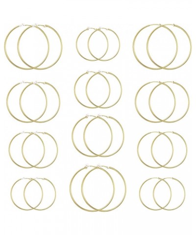 12Pairs Clip On Hoop Earrings for Women Multisize Fake Hoop Earrings Non Piercing Earrings Clip Spring Hoop Earrings For Non-...