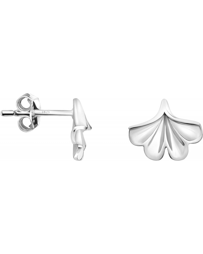 Women's Earrings 925 Silver - Ginkgo Leaf Stud Earring - E1275 $11.95 Earrings