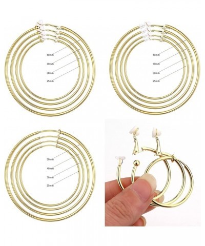 12Pairs Clip On Hoop Earrings for Women Multisize Fake Hoop Earrings Non Piercing Earrings Clip Spring Hoop Earrings For Non-...