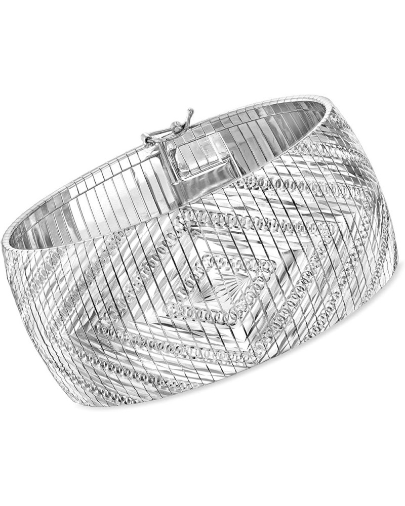 Italian Sterling Silver Diamond-Patterned Omega Bracelet 7.0 Inches $87.12 Bracelets