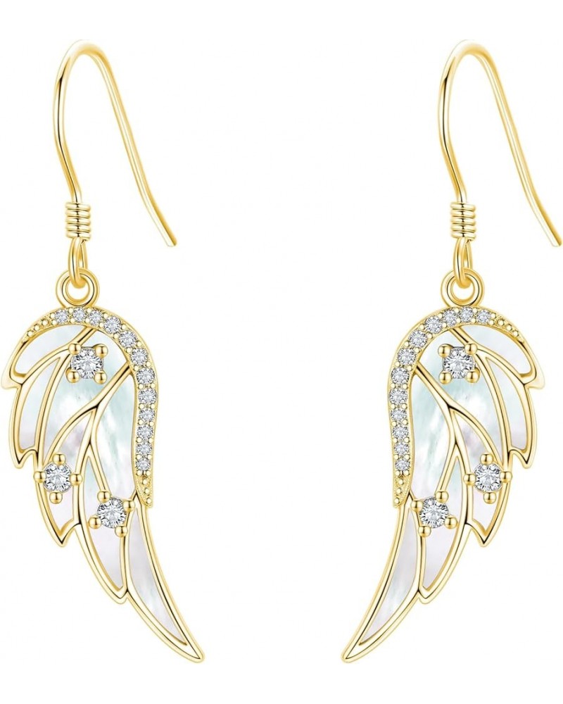 Angel Wings Earring for Women Sterling Silver Fashion Dangle Drop Earring Angel Jewelry Gift for Women Girls gold $18.19 Earr...