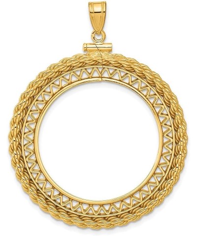 Gold Coin Mounting | Mexican 20 Peso coins | 27.5mm | Screw Top | Plain Reeded Edge and Rope Style Bezel Frames | Solid 14K G...