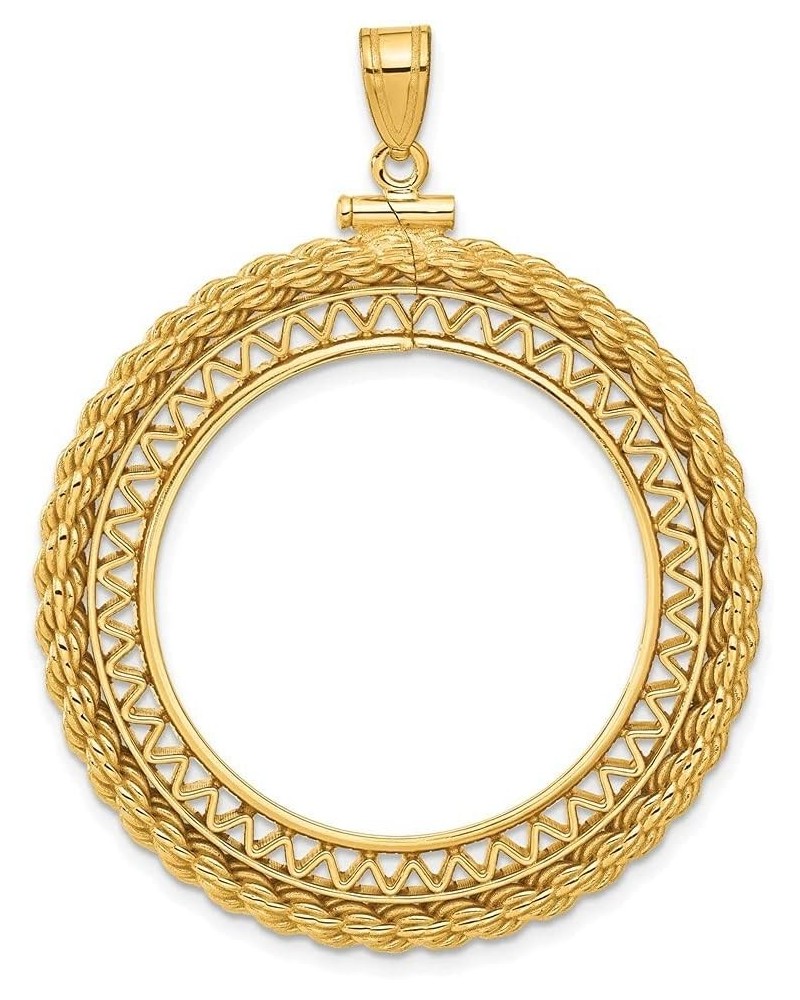 Gold Coin Mounting | Mexican 20 Peso coins | 27.5mm | Screw Top | Plain Reeded Edge and Rope Style Bezel Frames | Solid 14K G...