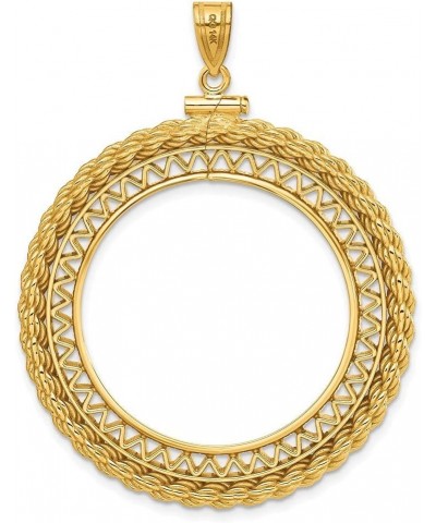 Gold Coin Mounting | Mexican 20 Peso coins | 27.5mm | Screw Top | Plain Reeded Edge and Rope Style Bezel Frames | Solid 14K G...