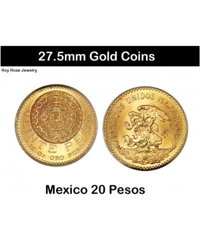 Gold Coin Mounting | Mexican 20 Peso coins | 27.5mm | Screw Top | Plain Reeded Edge and Rope Style Bezel Frames | Solid 14K G...