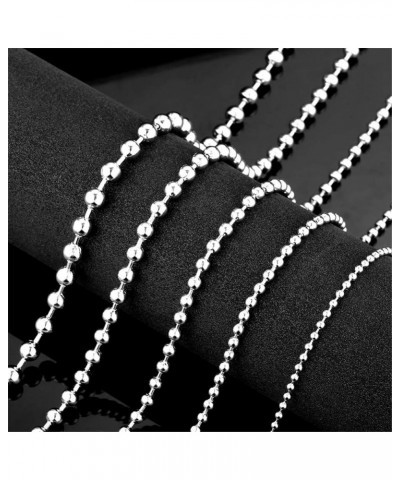 Men's Women's Stainless Steel Simple Small Bead/Round Box/NK/Coffee Bean/Flower Pot Chain Necklace Silver-Beads Width:3mm 21....