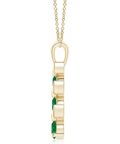 Natural Emerald Three Stone Pendant Necklace for Women, Girls in 14K Solid Gold/Sterling Silver | May Birthstone | Jewelry Gi...