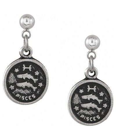 Your Zodiac Sign Dangling Disc Earrings Pisces $8.39 Earrings