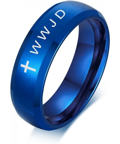 MZZJ Personalized Inside WWJD What Would Jesus Do Ring 6MM Brushed Stainless Steel Bevel Edges Rings Wedding Band,Christian R...