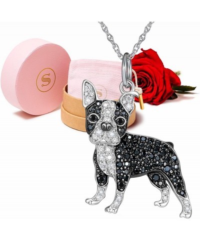 Dog Breed Pendant Necklace for Women and Girls - Genuine Gemstone and Cubic Zirconia Puppy Charm, Premium Sterling Silver Jew...