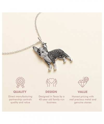 Dog Breed Pendant Necklace for Women and Girls - Genuine Gemstone and Cubic Zirconia Puppy Charm, Premium Sterling Silver Jew...