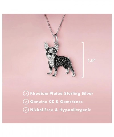 Dog Breed Pendant Necklace for Women and Girls - Genuine Gemstone and Cubic Zirconia Puppy Charm, Premium Sterling Silver Jew...