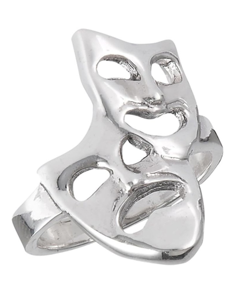 Happy Sad Comedy Tragedy Mask Face Ring New .925 Sterling Silver Band Sizes 6-10 $14.86 Rings