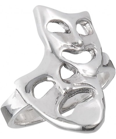 Happy Sad Comedy Tragedy Mask Face Ring New .925 Sterling Silver Band Sizes 6-10 $14.86 Rings