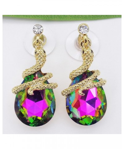 18k Gold Plated Crystal Multicolor Pear Shape Zircon Snake Drop Dangle Earrings colorful $9.85 Earrings