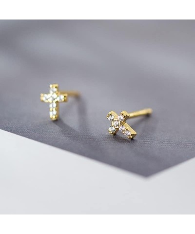 Cubic Zirconia Jesus Cross Mini Stud Earrings 925 Sterling Silver for Women Girls Hypoallergenic Simple Mother Wife Friends B...