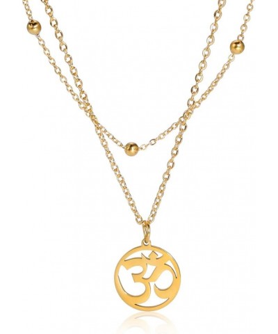 Om Necklace for Women Girls Aum Necklace Ohm Layered Necklace Stainless Steel Pendant Necklace Spiritual Charm Necklace Luckl...