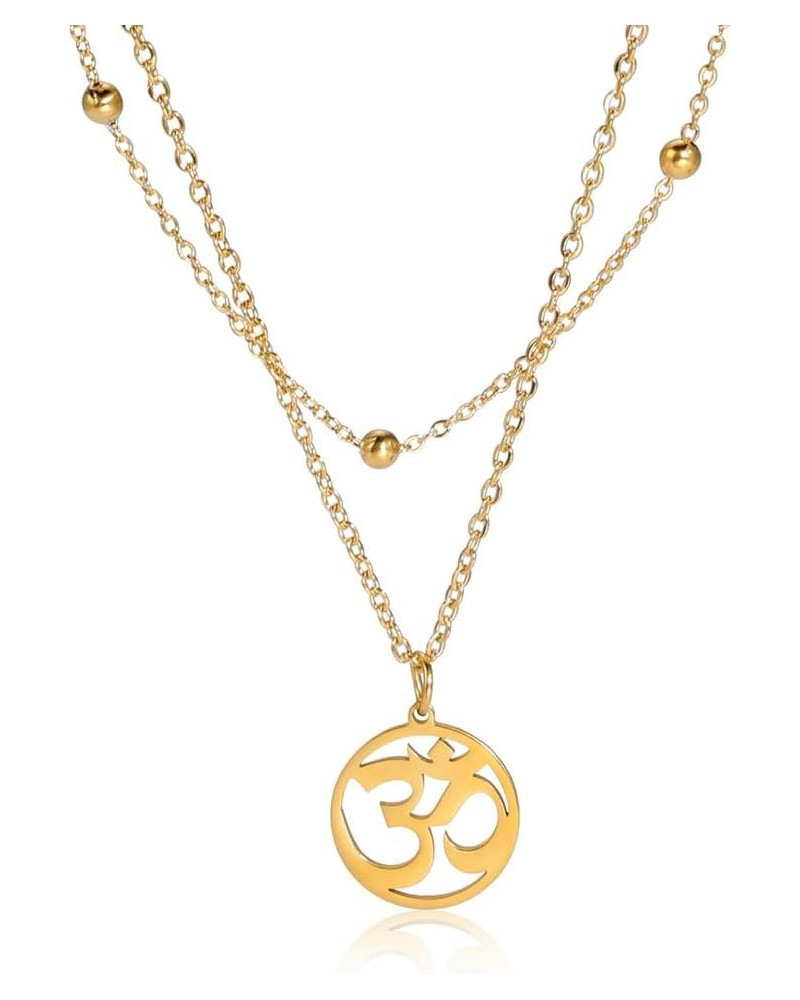 Om Necklace for Women Girls Aum Necklace Ohm Layered Necklace Stainless Steel Pendant Necklace Spiritual Charm Necklace Luckl...