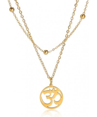 Om Necklace for Women Girls Aum Necklace Ohm Layered Necklace Stainless Steel Pendant Necklace Spiritual Charm Necklace Luckl...