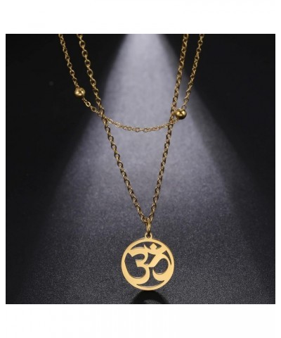 Om Necklace for Women Girls Aum Necklace Ohm Layered Necklace Stainless Steel Pendant Necklace Spiritual Charm Necklace Luckl...