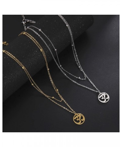 Om Necklace for Women Girls Aum Necklace Ohm Layered Necklace Stainless Steel Pendant Necklace Spiritual Charm Necklace Luckl...