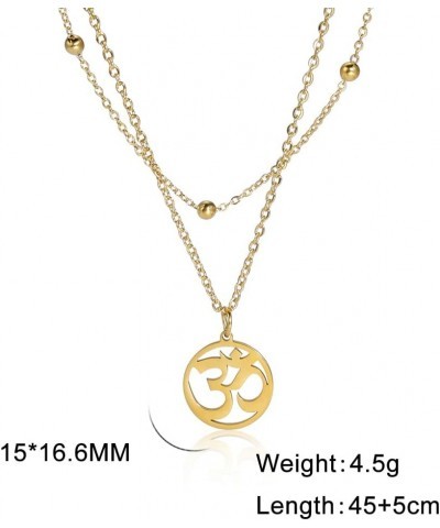 Om Necklace for Women Girls Aum Necklace Ohm Layered Necklace Stainless Steel Pendant Necklace Spiritual Charm Necklace Luckl...